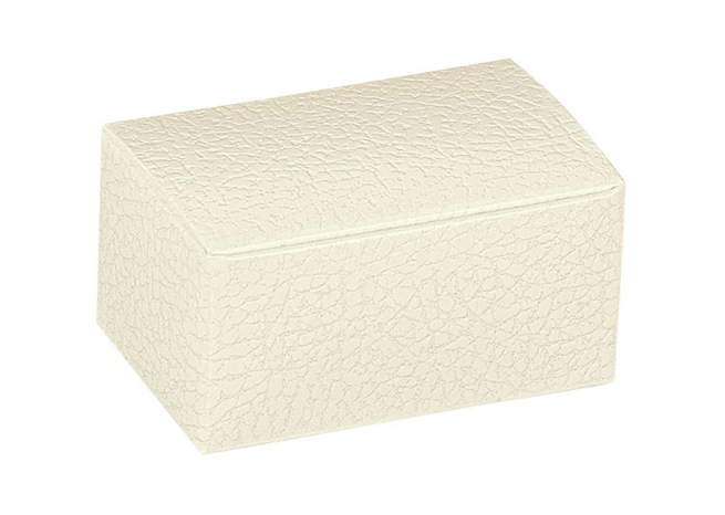 Scatola automontante base rettangolare in cartone bianco effetto pelle, rivestita internamente, 15x10x 6.5 cm, confezione da 10 pezzi