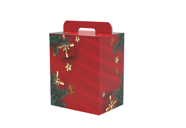 Scatola per confezioni regalo linea "Holly Spirit" con maniglia superiore, vari formati