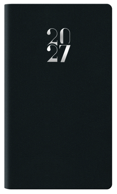 Agenda 2027 tascabile settimanale Gommato nero, formato 8x14 cm